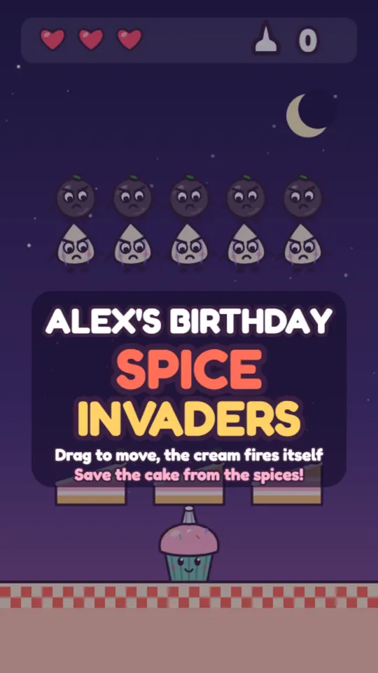 Arcade birthday card: the card's title screen