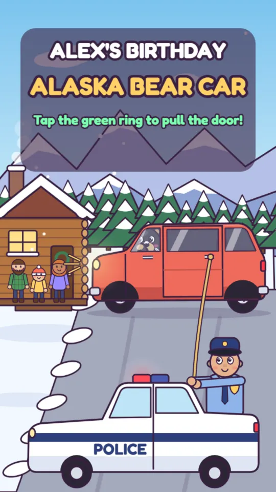 Bear birthday card: the card's title screen