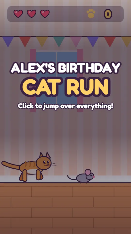 Cat birthday card: the card's title screen