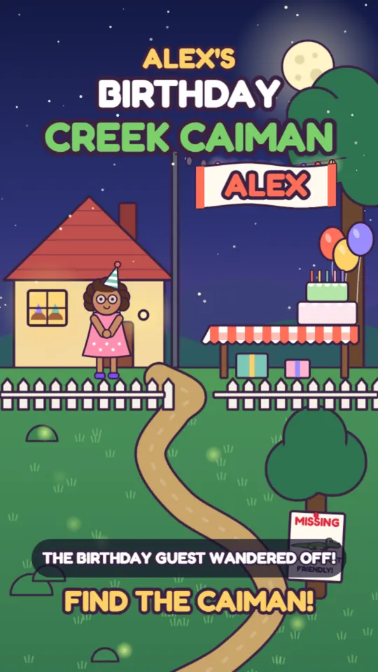 Crocodile birthday card: the card's title screen