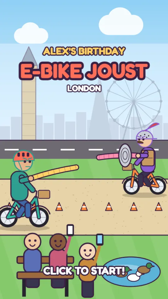 Cycling birthday card: the card's title screen