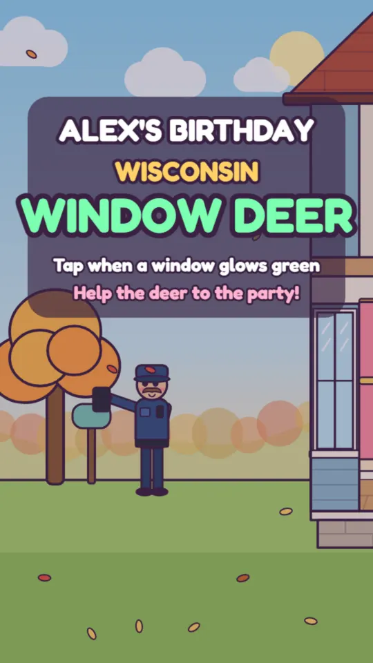 Deer birthday card: the card's title screen