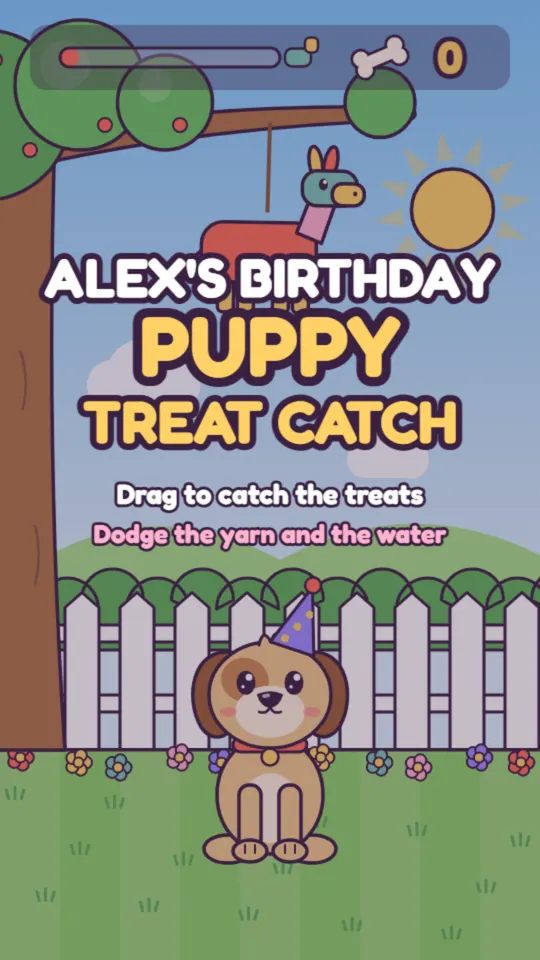 Dog birthday card: the card's title screen