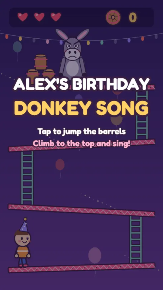 Donkey birthday card: the card's title screen