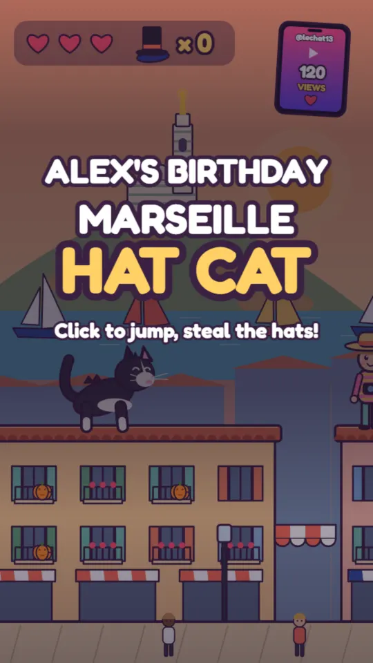 Funny cat birthday card: the card's title screen
