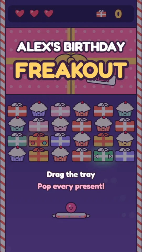 Gamer birthday card: the card's title screen