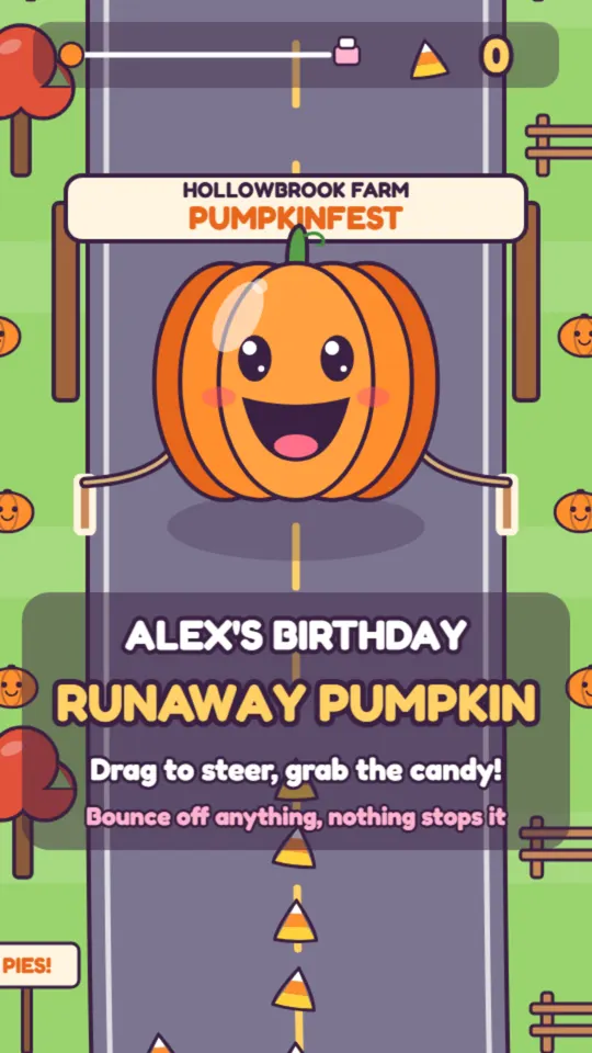 Halloween birthday card: the card's title screen