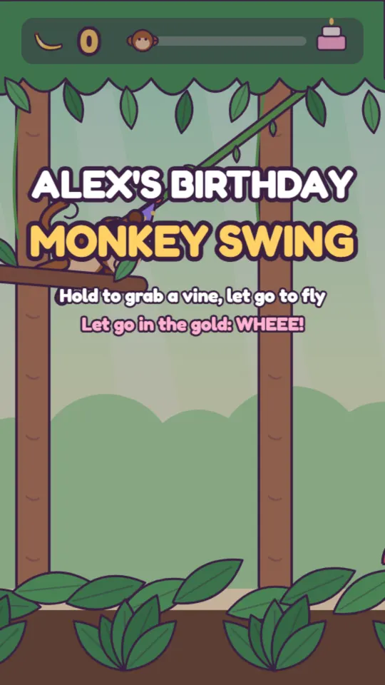 Monkey birthday card: the card's title screen