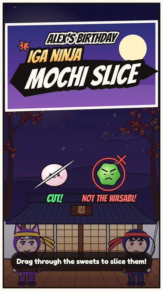 Ninja birthday card: the card's title screen