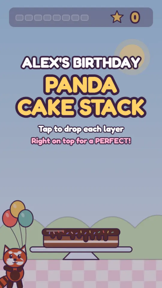 Panda birthday card: the card's title screen