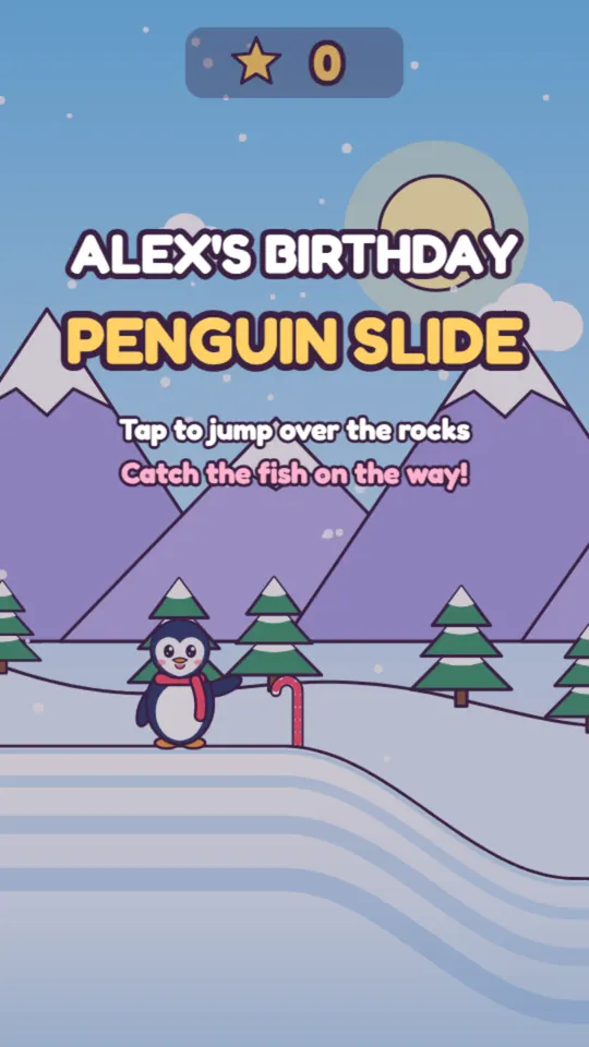 Penguin birthday card: the card's title screen