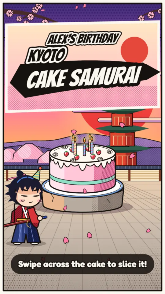 Samurai birthday card: the card's title screen
