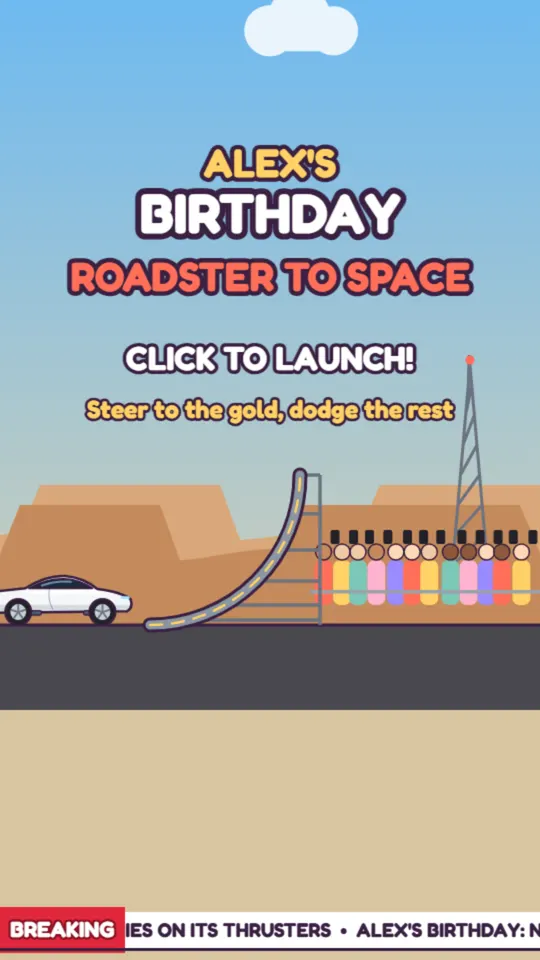 Space birthday card: the card's title screen