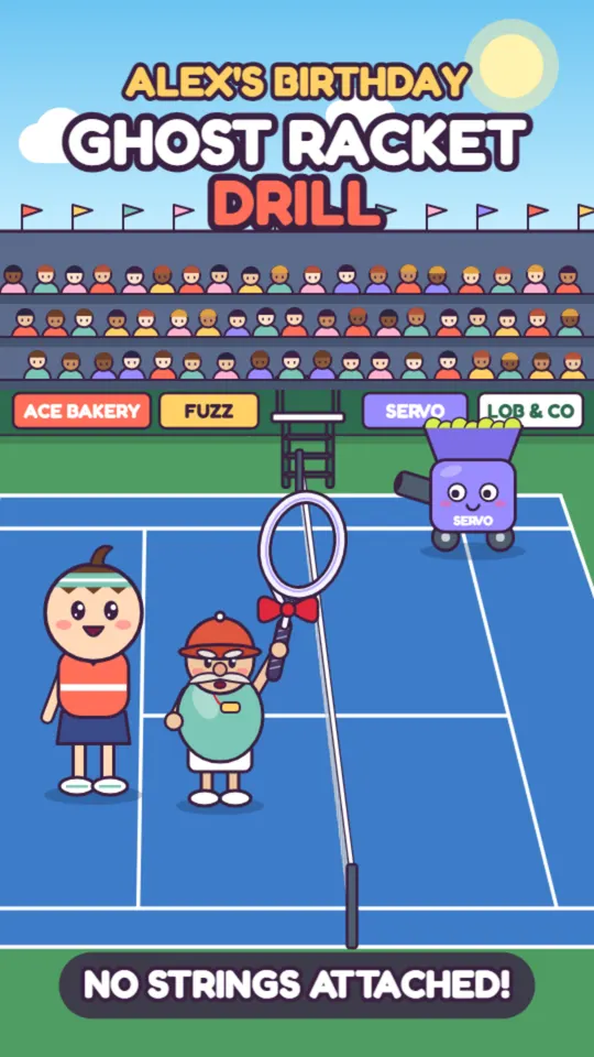 Tennis birthday card: the card's title screen